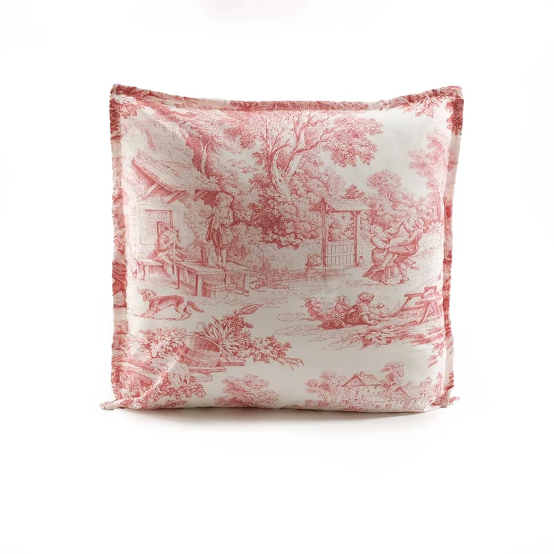 Cuscino Arredo in Percalle di Cotone Stampa Toile de Jouy - Jouy