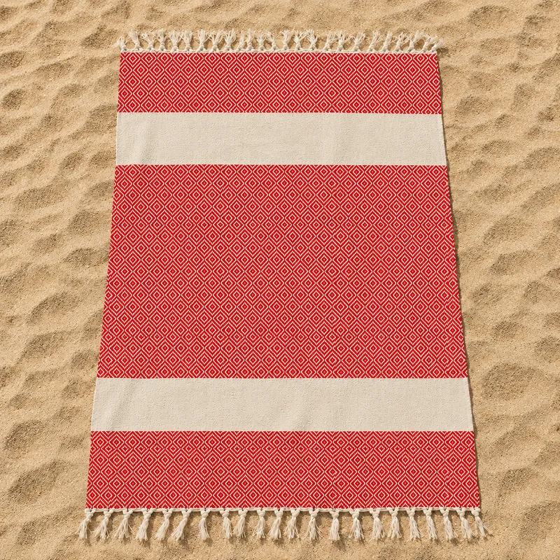 Telo Mare in Fouta di Puro Cotone Geometrico - Corfù