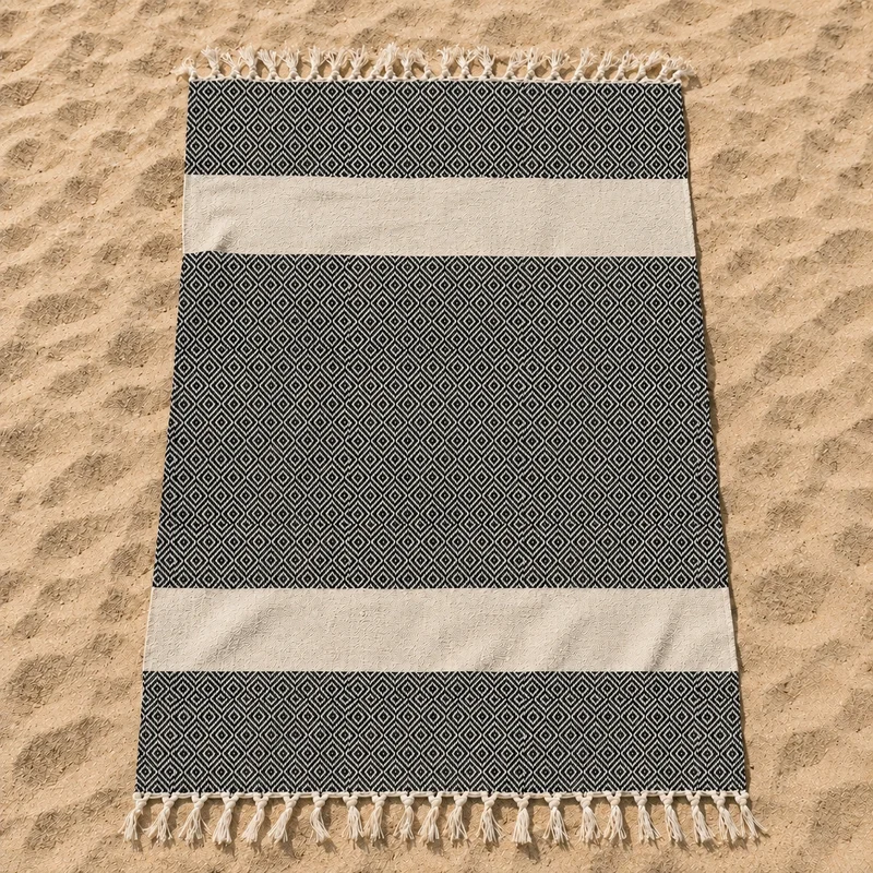 Telo Mare in Fouta di Puro Cotone Geometrico - Corfù