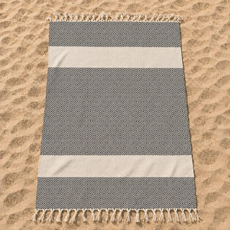 Telo Mare in Fouta di Puro Cotone Geometrico - Corfù