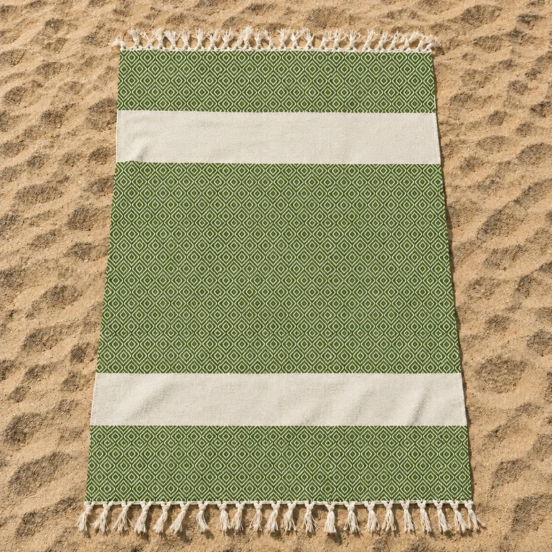 Telo Mare in Fouta di Puro Cotone Geometrico - Corfù
