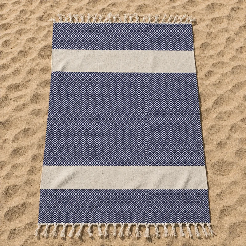 Telo Mare in Fouta di Puro Cotone Geometrico - Corfù