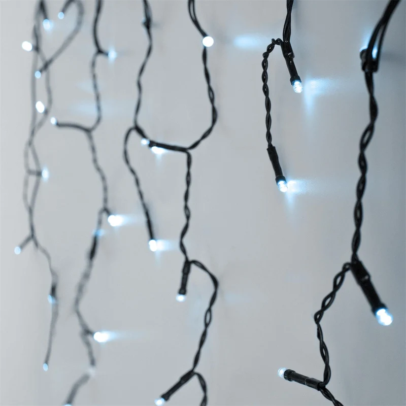ECD Germany | LED Lichtervorhang IP44 LED Weihnachtsbeleuchtung Weihnachtsdeko Lichterkette Innen/Außen Clusterlichterkette