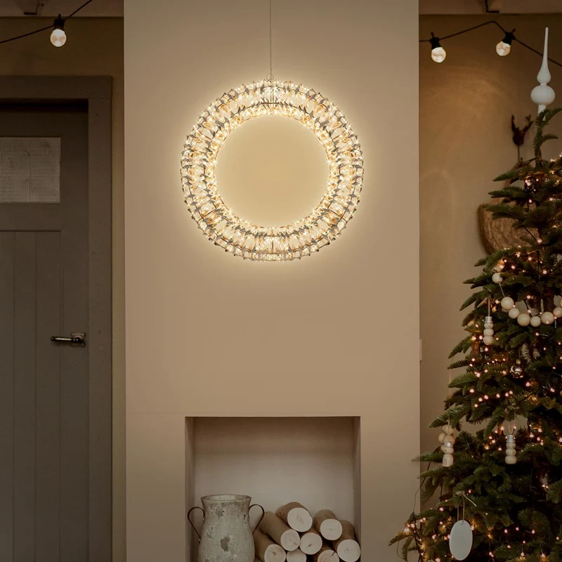 ECD Germany | LED Weihnachtskranz mit warmweißen LEDs und Timer Weihnachtsbeleuchtung für innen und außen, Weihnachtsdeko