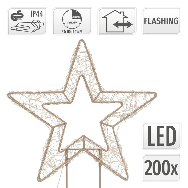 ECD Germany | LED Weihnachtsstern auf Sockel Warmweiß Stern Leuchtstern Weihnachtsdeko mit Lichterkette Weihnachtsbeleuchtung Außen mit Timer