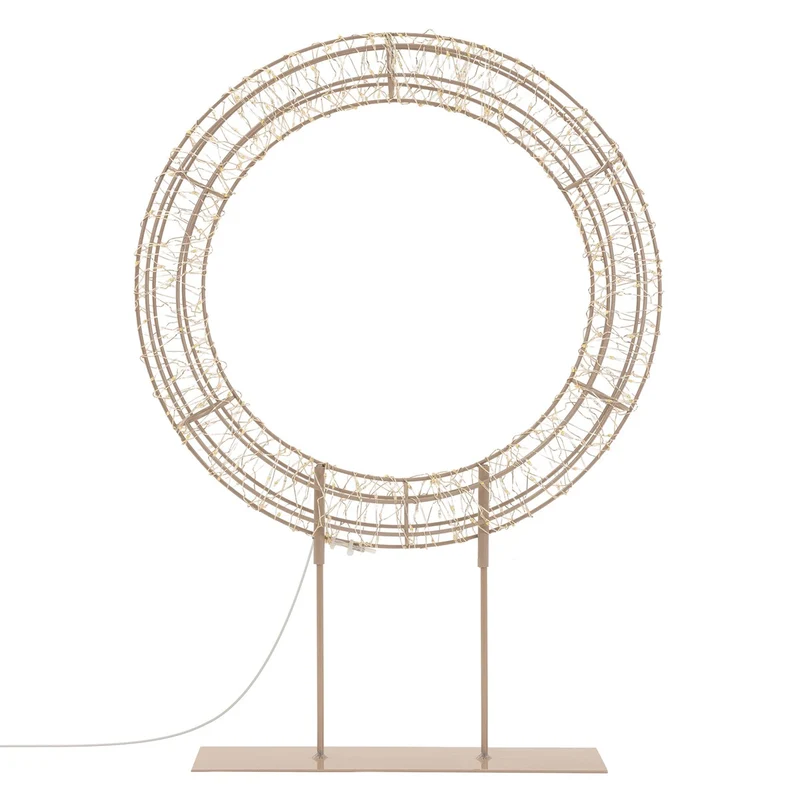 ECD Germany | LED Weihnachtskranz mit Sockel Metall Warmweiß Kranz Lichterkranz Weihnachtsdeko mit Lichterkette Weihnachtsbeleuchtung Außen