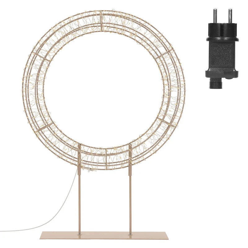 ECD Germany | LED Weihnachtskranz mit Sockel Metall Warmweiß Kranz Lichterkranz Weihnachtsdeko mit Lichterkette Weihnachtsbeleuchtung Außen
