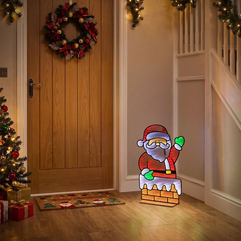 ECD Germany | LED Weihnachtsdeko Infinity Mirror Innen, Weihnachtsbeleuchtung, 3D Dekofigur, Spiegel Lichterkette