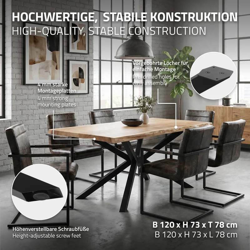 ML-DESIGN | Tischbeine Spider-Design 120x78x72 cm aus Stahl Schwarz Tischgestell Tischfüße Tischkufen für Esstisch & Schreibtisch