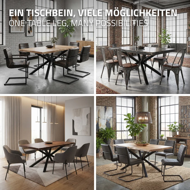 ML-DESIGN | Tischbeine Spider-Design 120x78x72 cm aus Stahl Schwarz Tischgestell Tischfüße Tischkufen für Esstisch & Schreibtisch