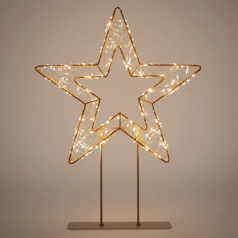 ECD Germany | LED Weihnachtsstern auf Sockel 48,5 cm Warmweiß Stern Leuchtstern Weihnachtsdeko mit Lichterkette Weihnachtsbeleuchtung Außen mit Timer