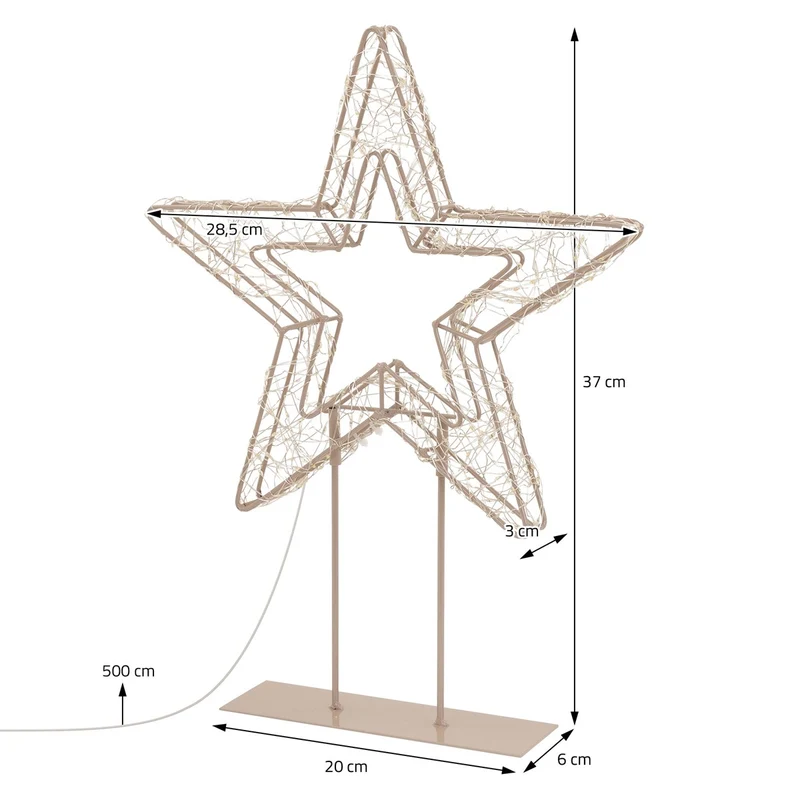 ECD Germany | LED Weihnachtsstern auf Sockel 37 cm Warmweiß Stern Leuchtstern Weihnachtsdeko mit Lichterkette Weihnachtsbeleuchtung Außen mit Timer