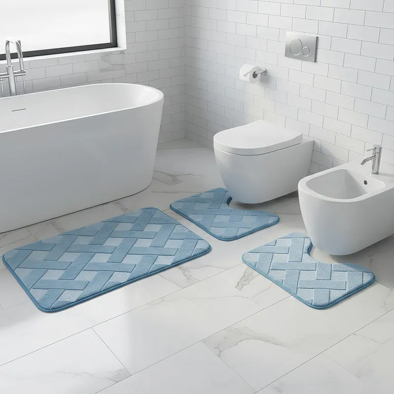 Set 3 Tappeti Bagno WC e Bidet Effetto Memory Morbidi Antiscivolo Il Gruppone