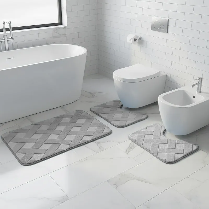 Set 3 Tappeti Bagno WC e Bidet Effetto Memory Morbidi Antiscivolo Il Gruppone