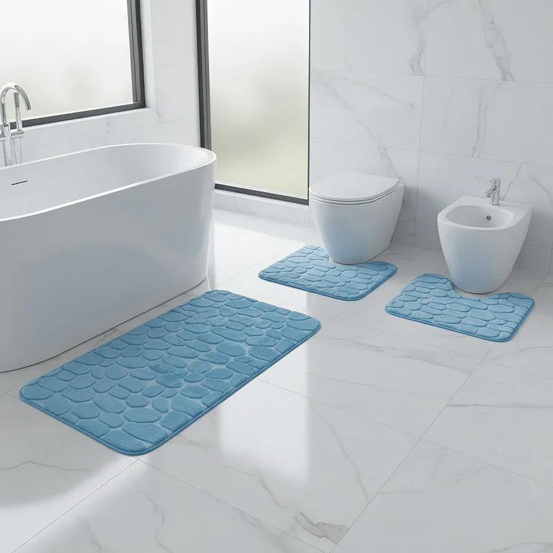 Set 3 Tappeti Bagno WC e Bidet Effetto Memory Morbidi Antiscivolo Moderno Il Gruppone