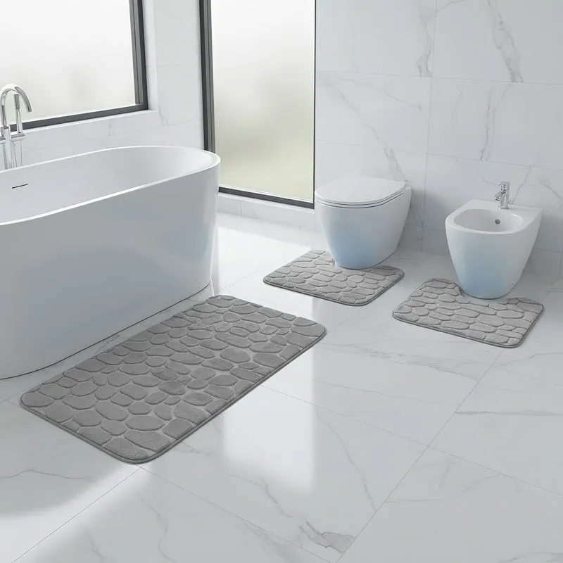 Set 3 Tappeti Bagno WC e Bidet Effetto Memory Morbidi Antiscivolo Moderno Il Gruppone