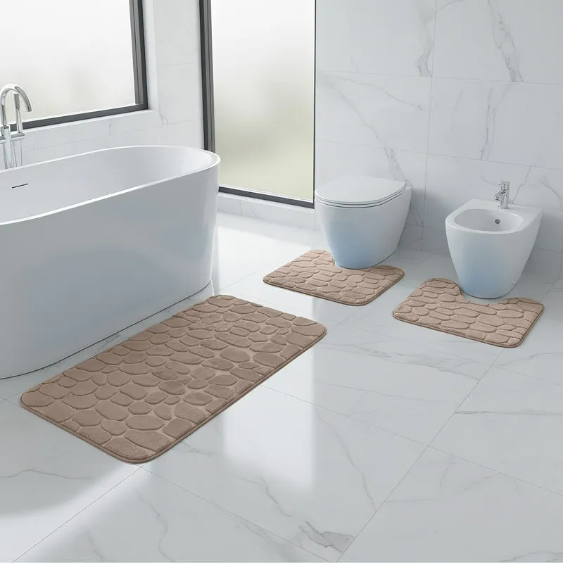 Set 3 Tappeti Bagno WC e Bidet Effetto Memory Morbidi Antiscivolo Moderno Il Gruppone