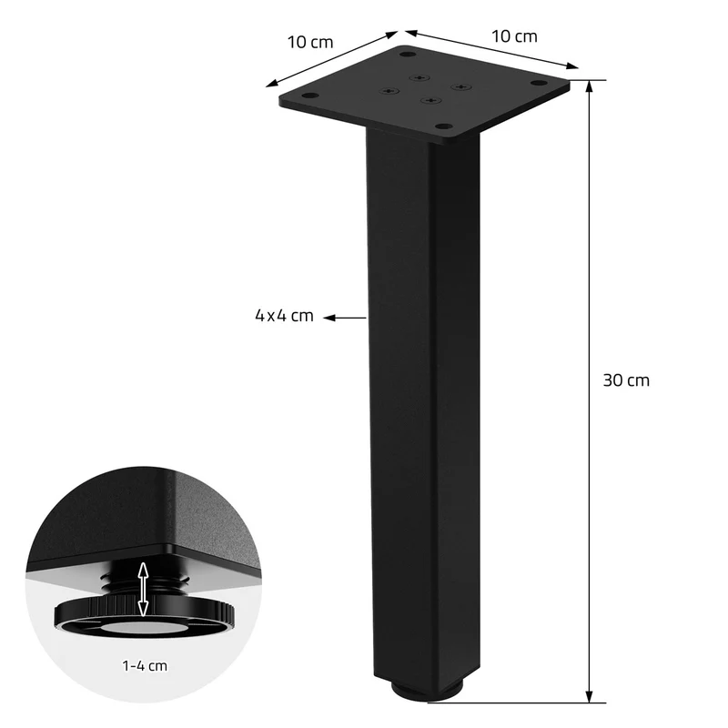 ML-Design | 4er Set Tischbeine I-Design aus pulverbeschichteter Stahl, höhenverstellbare Möbelfüße