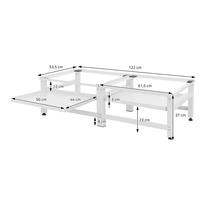ML-Design | Waschmaschinen Untergestell mit ausziehbarer Ablage 122x53,5x37 cm aus Stahl, Unterschrank doppel