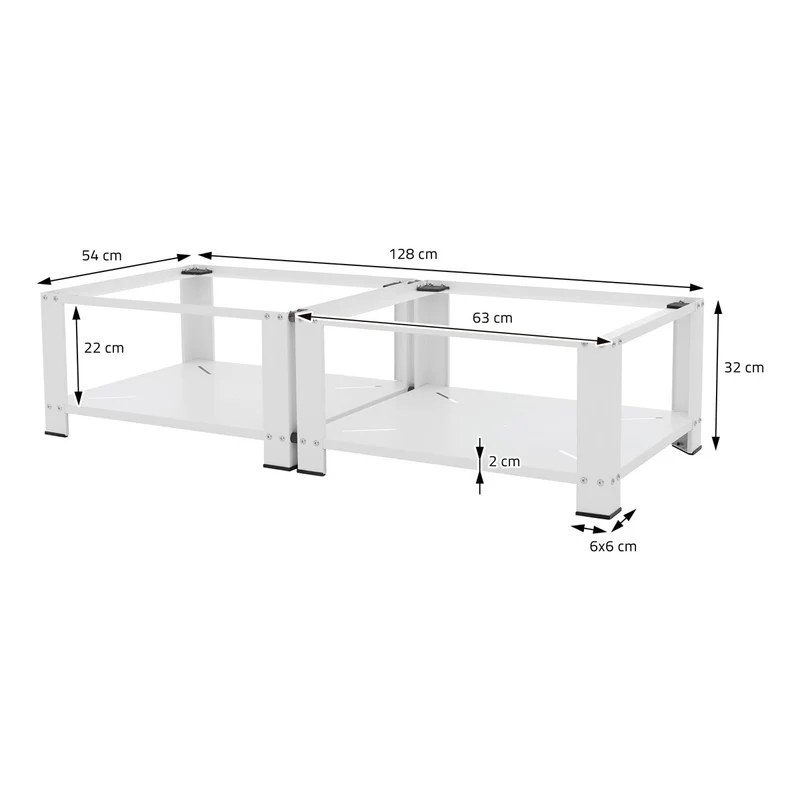 ML-Design | Waschmaschinen Untergestell mit Ablage 128x54x32 cm aus Stahl, Unterschrank doppel