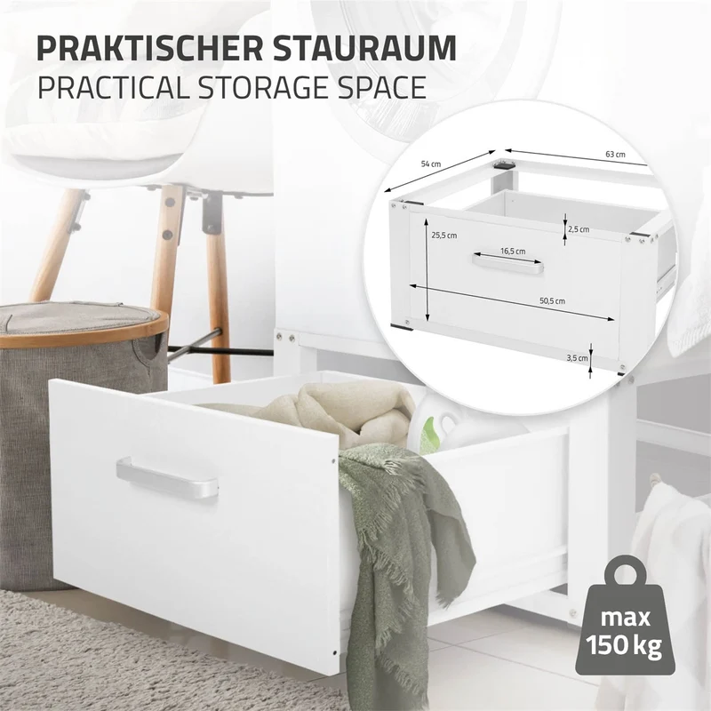 ML-Design | Waschmaschinen Untergestell mit Schublade 63x54x31 cm aus Stahl, Unterschrank