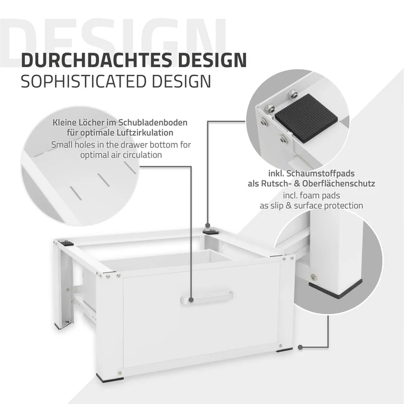 ML-Design | Waschmaschinen Untergestell mit Schublade 63x54x31 cm aus Stahl, Unterschrank