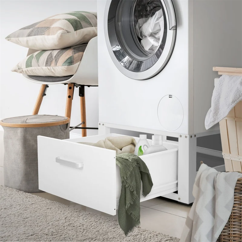 ML-Design | Waschmaschinen Untergestell mit Schublade 63x54x31 cm aus Stahl, Unterschrank