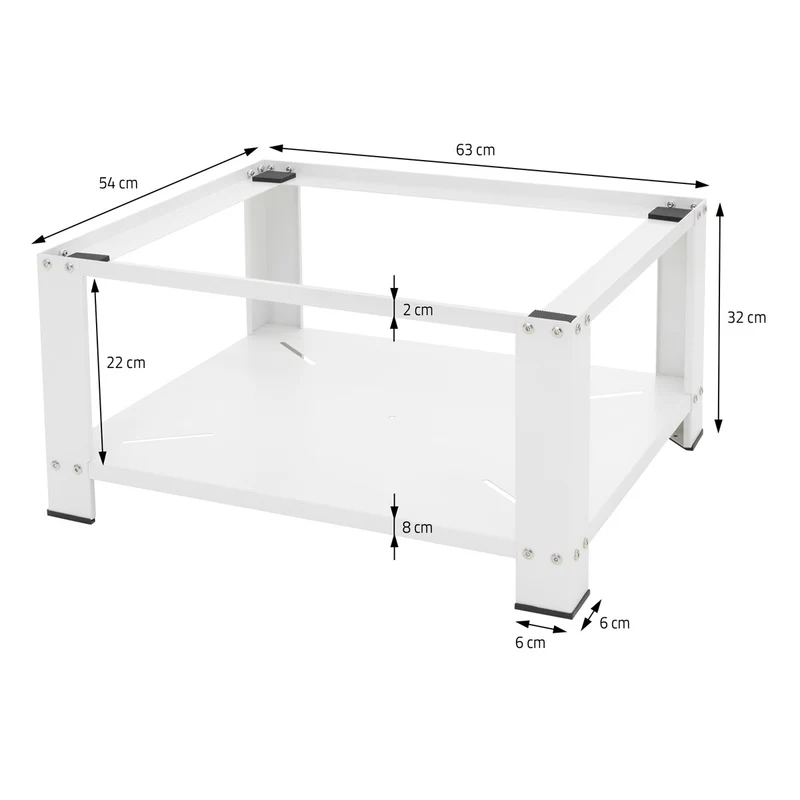 ML-Design | Waschmaschinen Untergestell mit Ablage 63x54x32 cm aus Stahl, Unterschrank