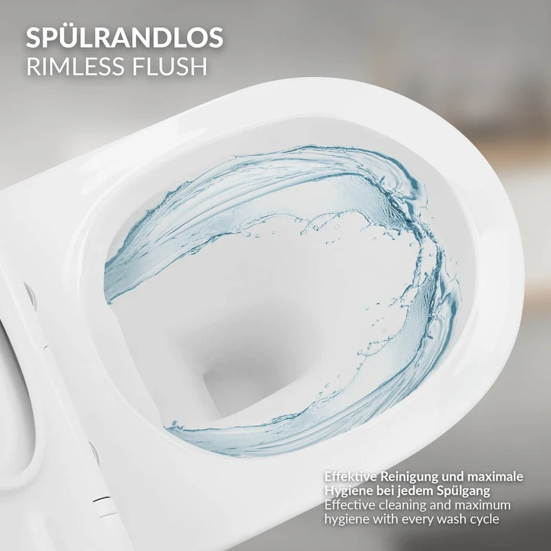 LuxeBath | Wand-WC Hänge Toilette aus Keramik kurz / lang Spülrandlos mit Softclose