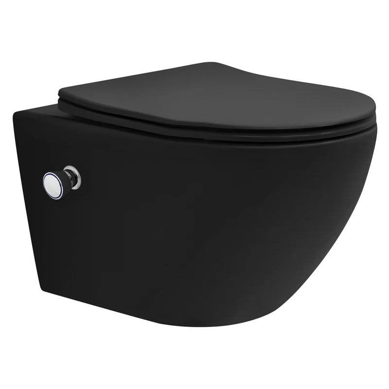 LuxeBath | Wand-WC Hänge Toilette aus Keramik kurz / lang Spülrandlos mit Bidet, Nanoversiegelung & Softclose
