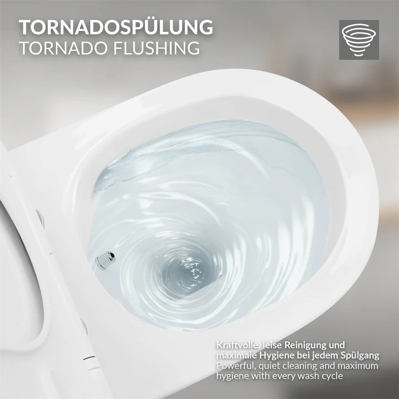 LuxeBath | Wand-WC Hänge Toilette aus Keramik kurz / lang Spülrandlos mit Bidet, Nanoversiegelung & Softclose