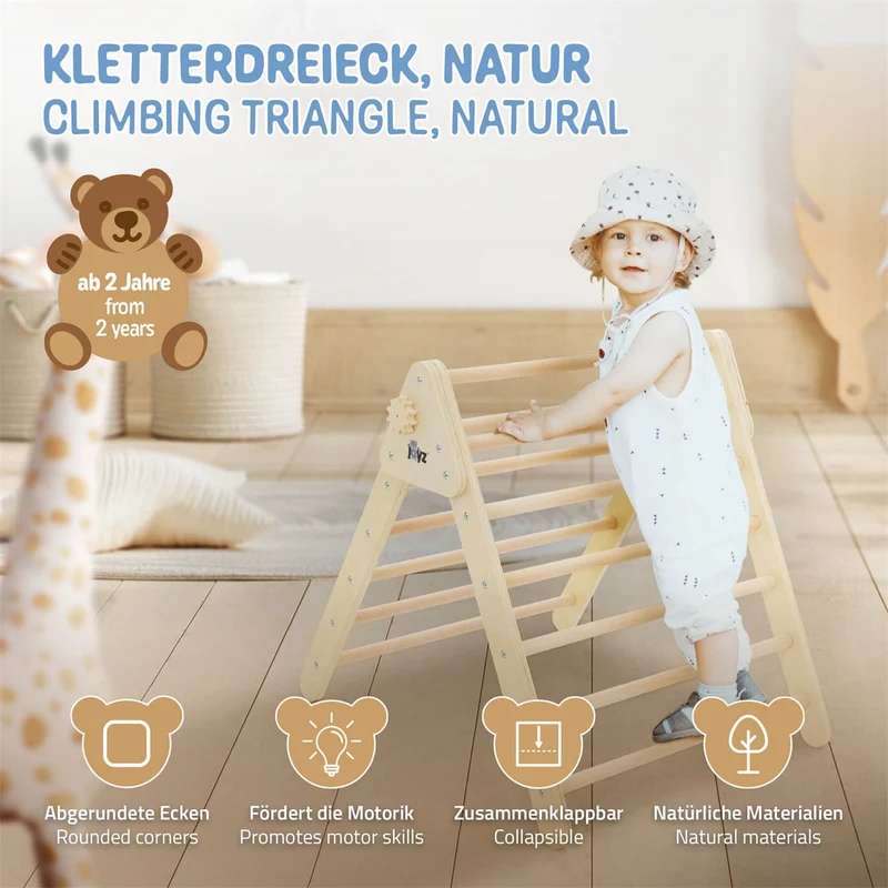 Joyz | Kletterdreieck für Kinder ab 2 Jahre 73x72x60 cm aus Holz, Kletterleiter, Kletterturm für Baby