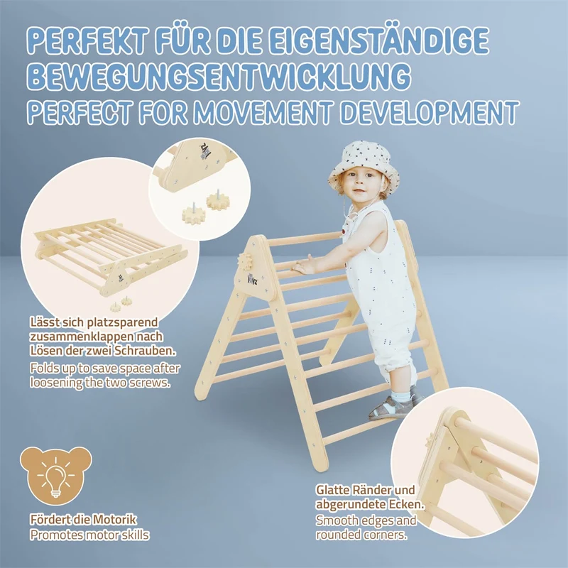 Joyz | Kletterdreieck für Kinder ab 2 Jahre 73x72x60 cm aus Holz, Kletterleiter, Kletterturm für Baby