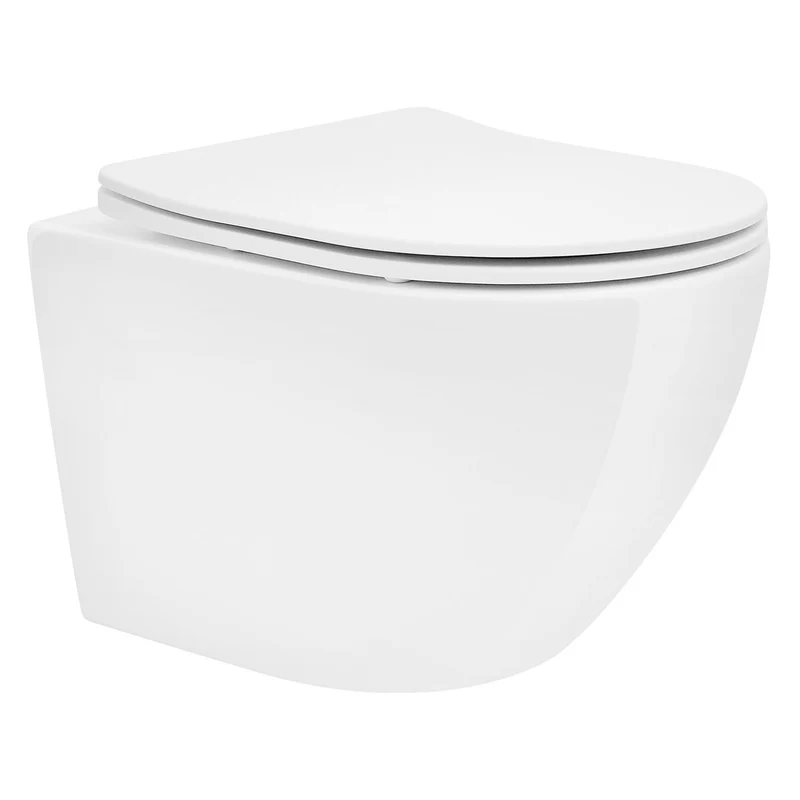 LuxeBath | Wand-WC Hänge Toilette aus Keramik kurz / lang Spülrandlos mit Nanoversiegelung & Softclose