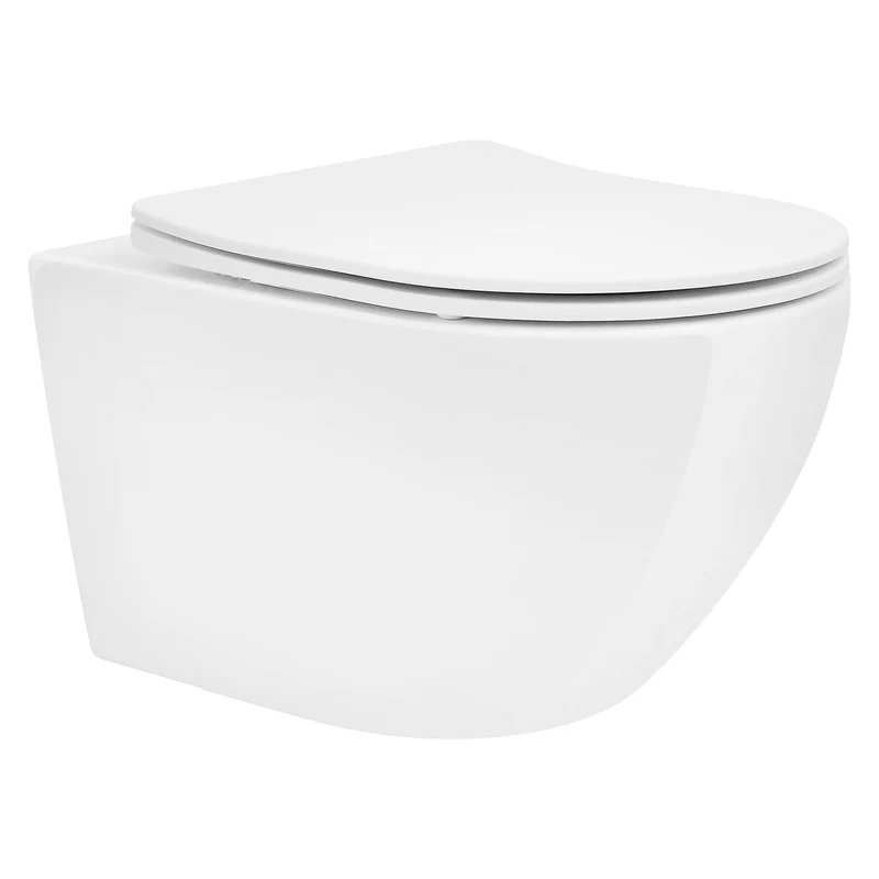 LuxeBath | Wand-WC Hänge Toilette aus Keramik kurz / lang Spülrandlos mit Nanoversiegelung & Softclose