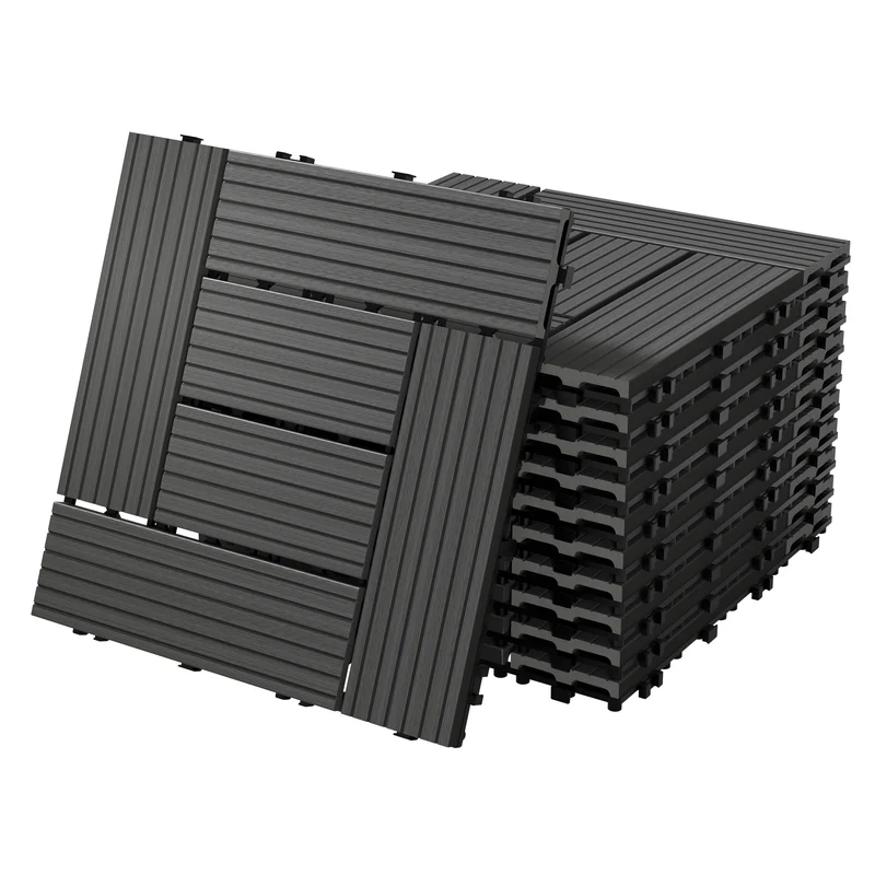 WPC Terrassenfliesen Balkonfliesen 30x30 cm in Holzoptik mit Drainage und Klicksystem