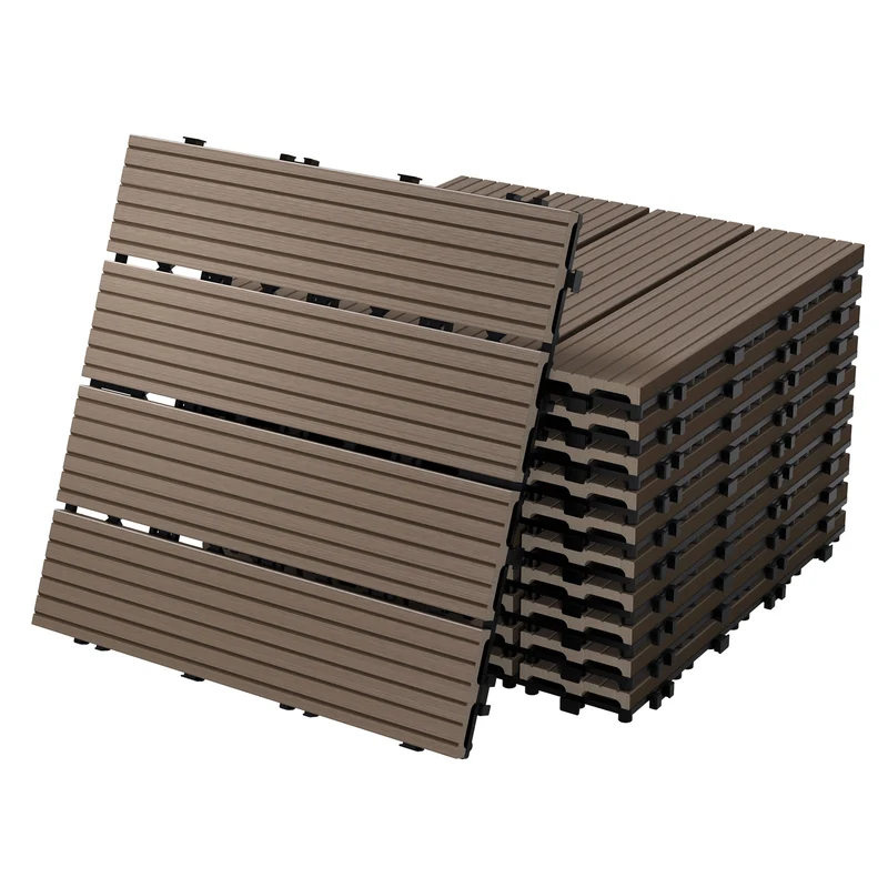 WPC Terrassenfliesen Balkonfliesen 30x30 cm in Holzoptik mit Drainage und Klicksystem
