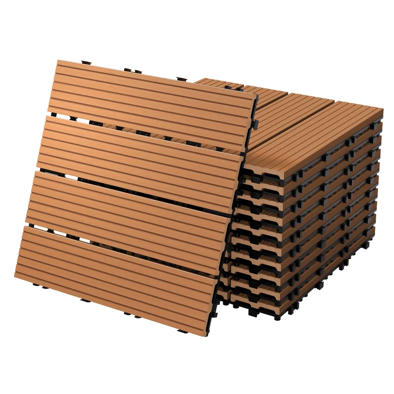 Terrassenfliesen 30x30 cm 11er Set für 1m² Hellbraun aus WPC