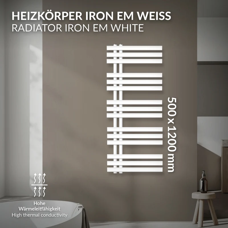 Design Badheizkörper Iron EM 500x1200 mm Weiß LuxeBath