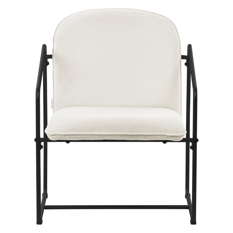 2er Set Sessel Beige mit schwarzem Stahlgestell Relaxsessel mit Arm-& Rückenlehne ML-Design