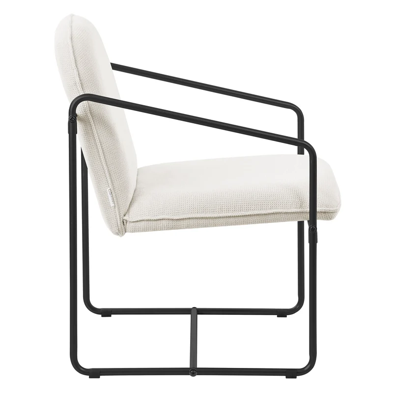 2er Set Sessel Beige mit schwarzem Stahlgestell Relaxsessel mit Arm-& Rückenlehne ML-Design