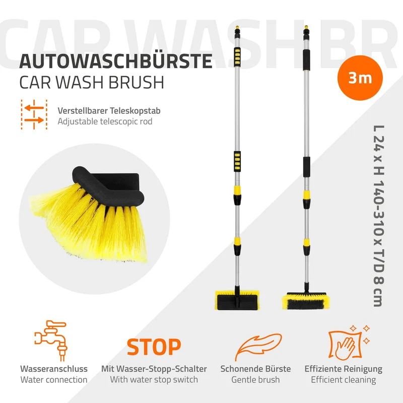 Auto Waschbürste mit Aluminium Teleskop Stiel bis 300 cm