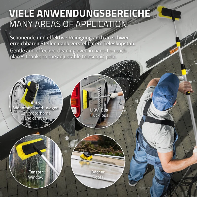 Auto Waschbürste mit Aluminium Teleskop Stiel bis 300 cm