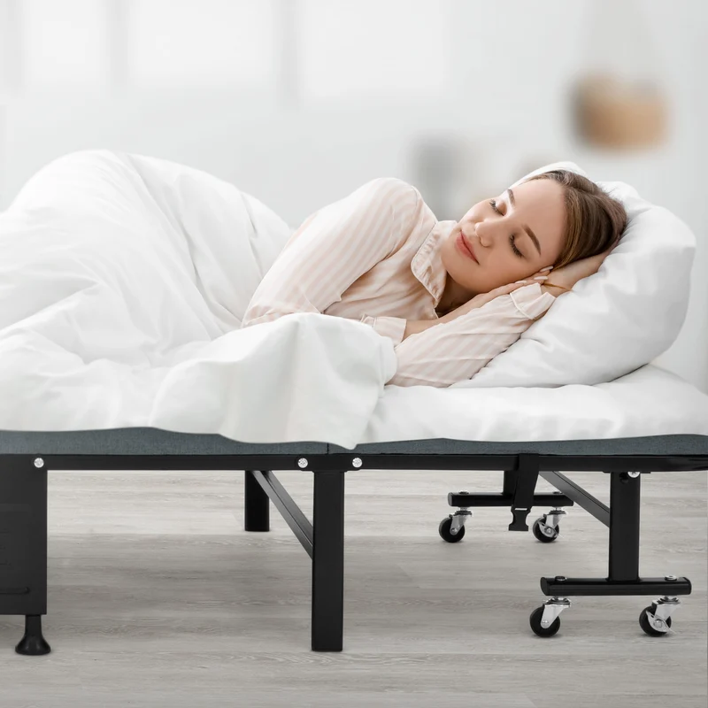 Klappbares Gästebett 90x200 cm mit Matratze, rollbar, für Kinder & Erwachsene bis 200kg belastbar