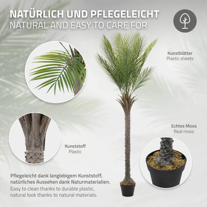 Künstliche Palme 180 cm Tropische Kunstpalme im Topf ML-Design