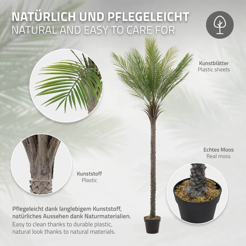 Künstliche Palme 210 cm Tropische Kunstpalme im Topf ML-Design