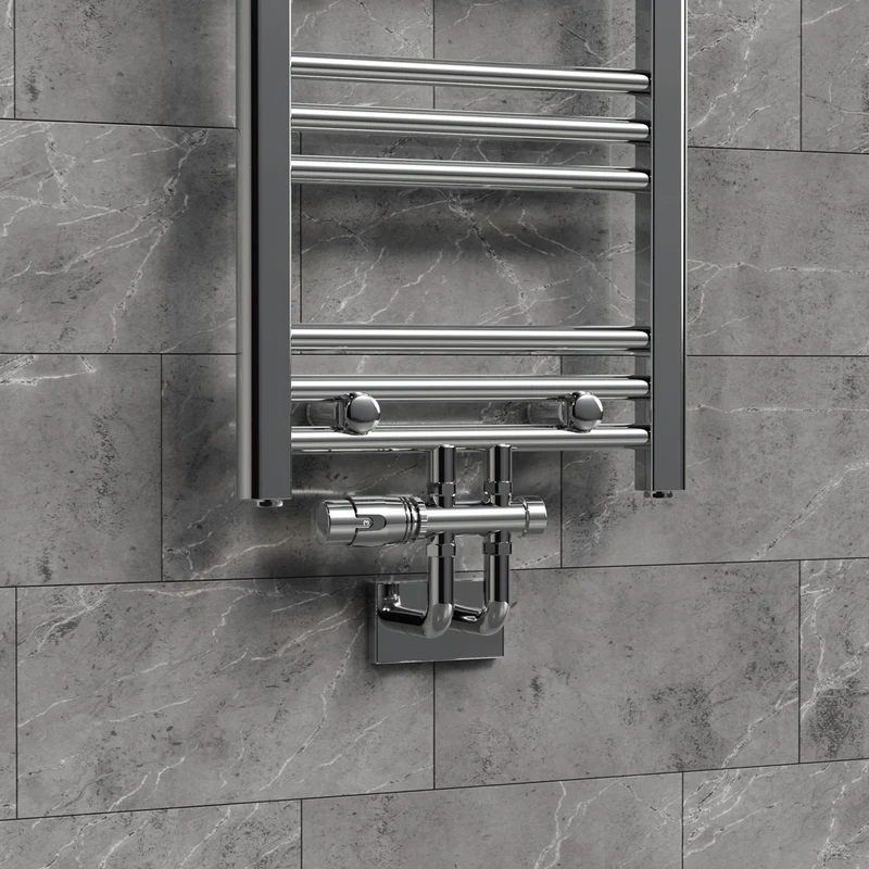 Ventil Armaturen Set Multiblock Chrome Durchgangsform inkl. Thermostatkopf LuxeBath
