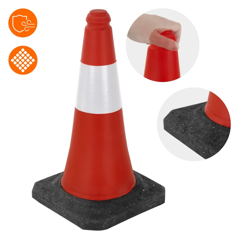 12er Set Verkehrsleitkegel Verkehrshütchen Pylone beschwert 51cm Rot/Weiß mit schwerem Fuß