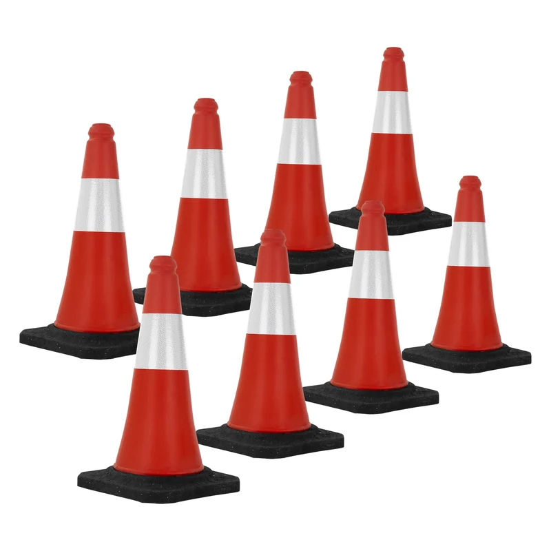 Verkehrsleitkegel Set Verkehrshütchen Pylone beschwert 51cm Rot/Weiß mit schwerem Fuß