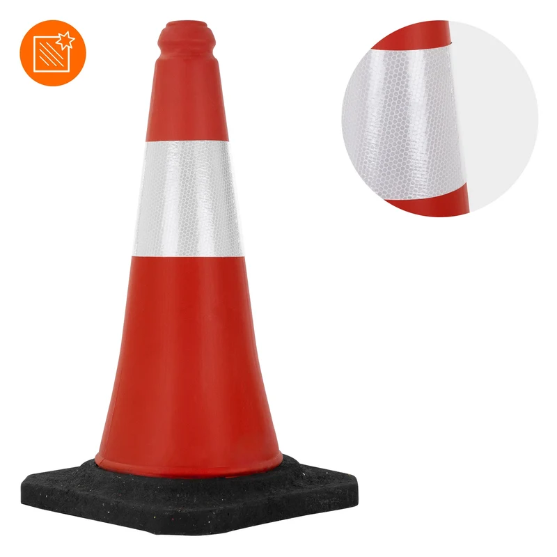 7er Set Verkehrsleitkegel Verkehrshütchen Pylone beschwert 51cm Rot/Weiß mit schwerem Fuß